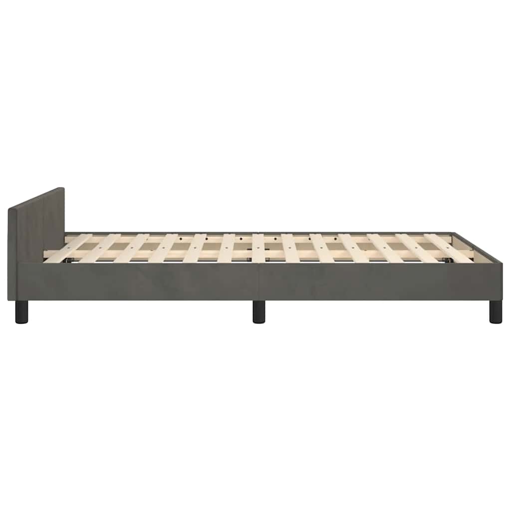 Cadre de lit sans matelas gris foncé 120x190 cm velours - XIOS