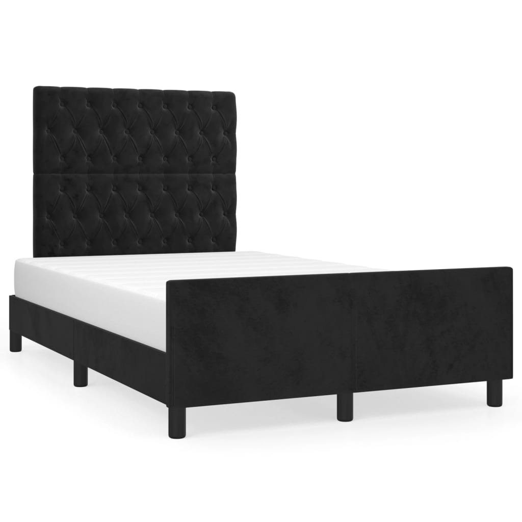 Cadre de lit sans matelas noir 120x190 cm velours - XIOS