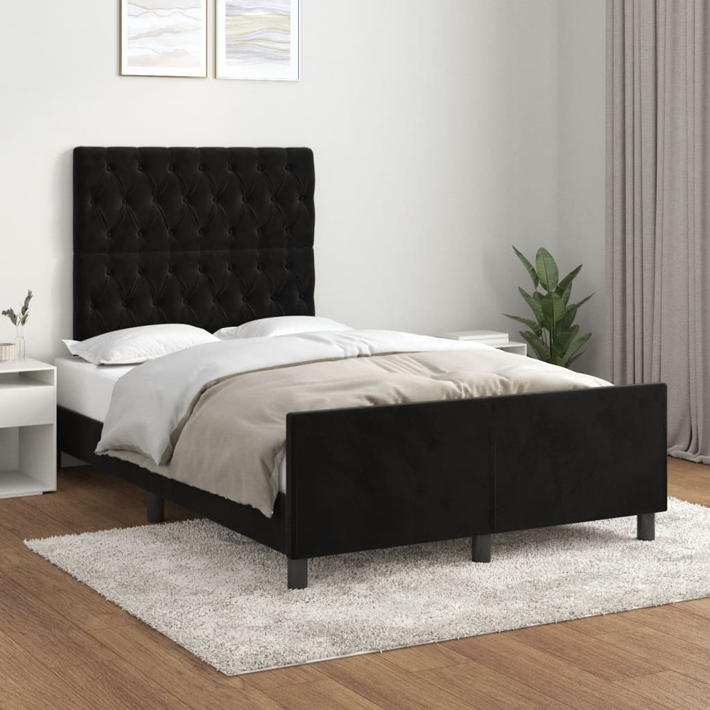 Cadre de lit sans matelas noir 120x190 cm velours - XIOS