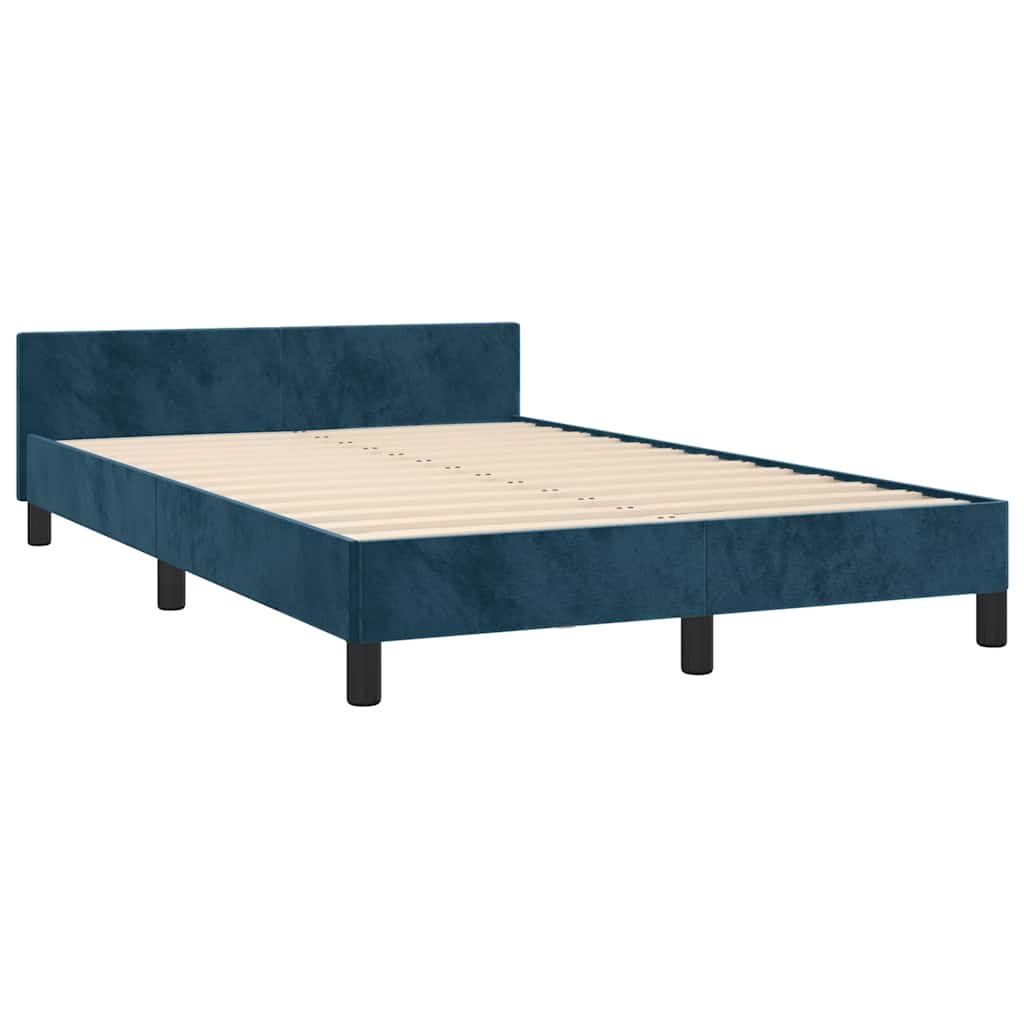 Cadre de lit sans matelas bleu foncé 120x190 cm velours - XIOS