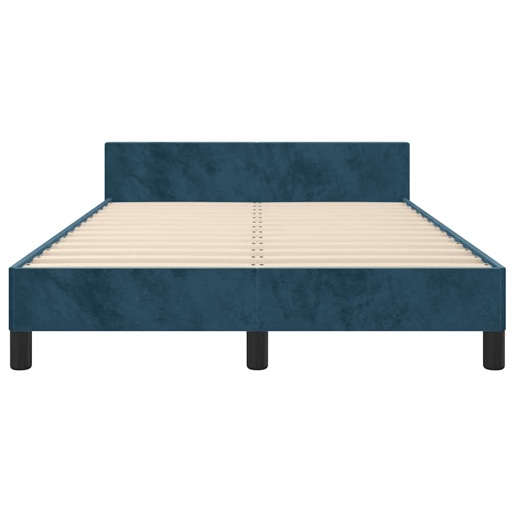 Cadre de lit sans matelas bleu foncé 120x190 cm velours - XIOS