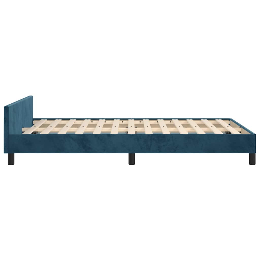 Cadre de lit sans matelas bleu foncé 120x190 cm velours - XIOS