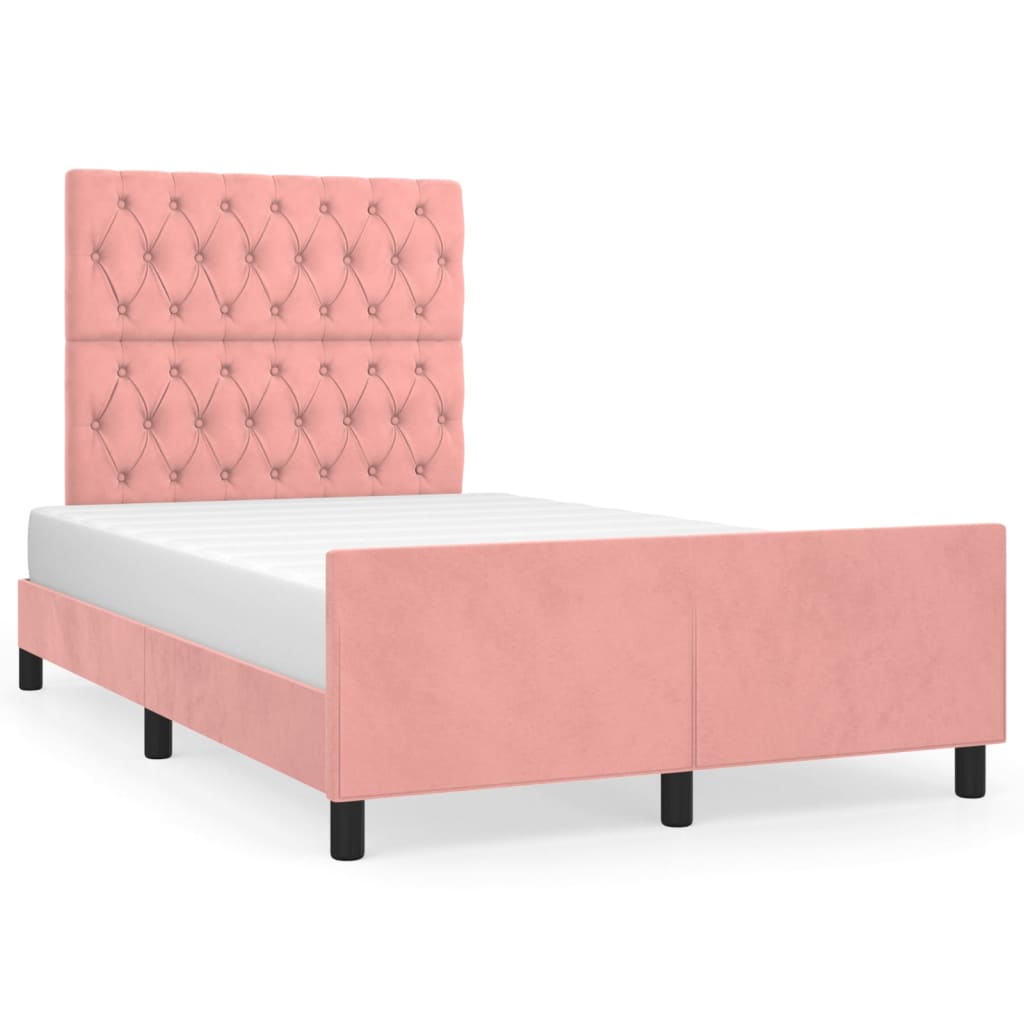 Cadre de lit sans matelas rose 120x190 cm velours - XIOS