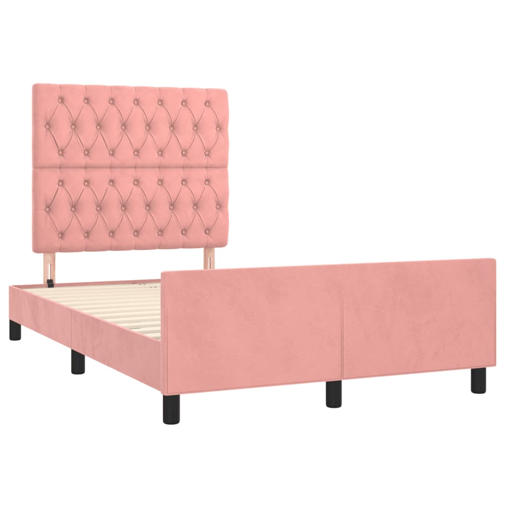 Cadre de lit sans matelas rose 120x190 cm velours - XIOS