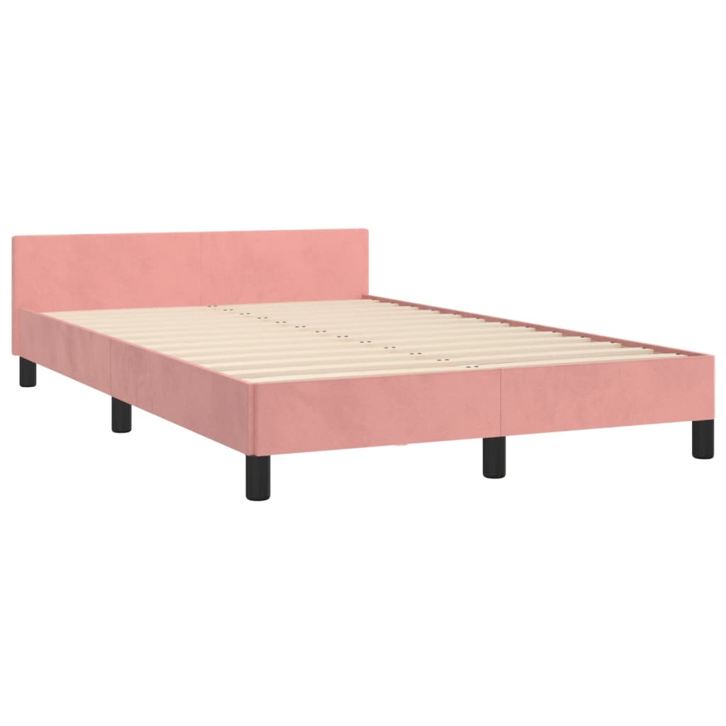 Cadre de lit sans matelas rose 120x190 cm velours - XIOS