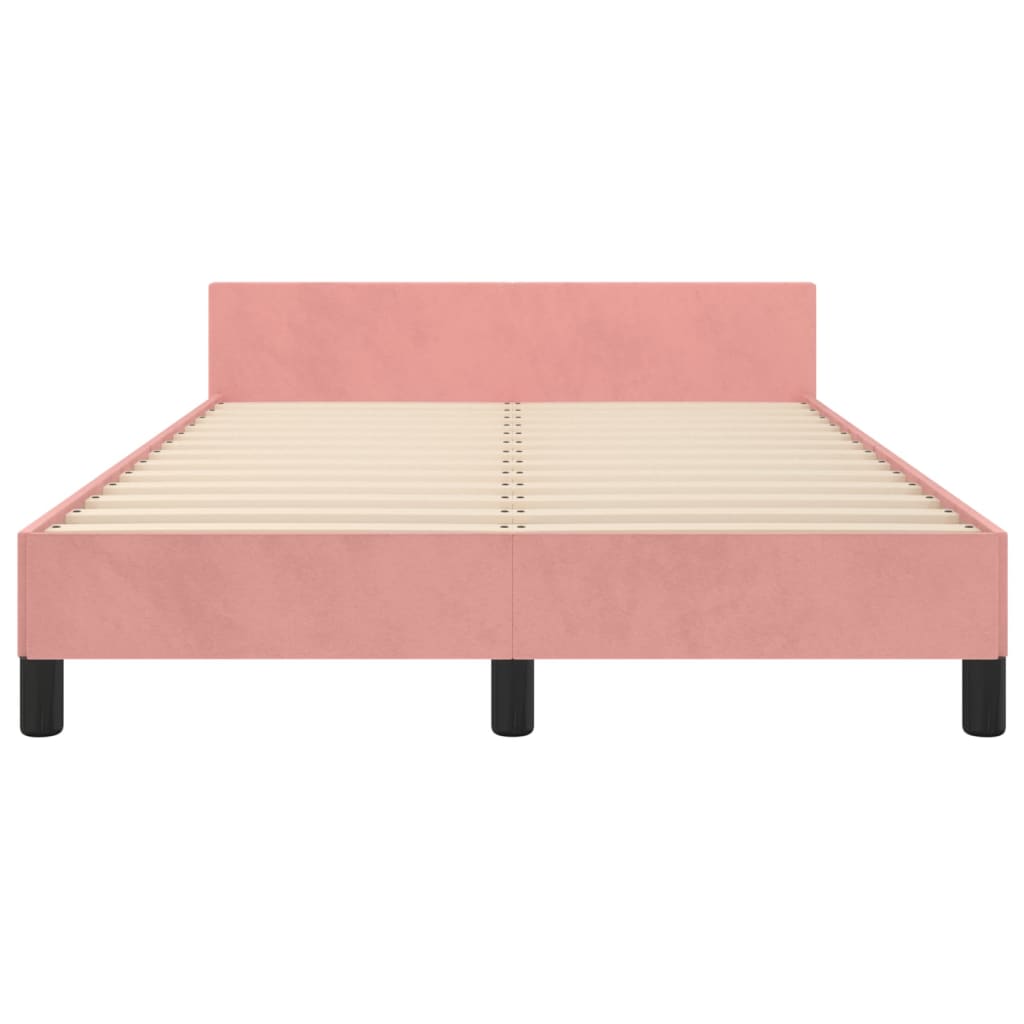 Cadre de lit sans matelas rose 120x190 cm velours - XIOS