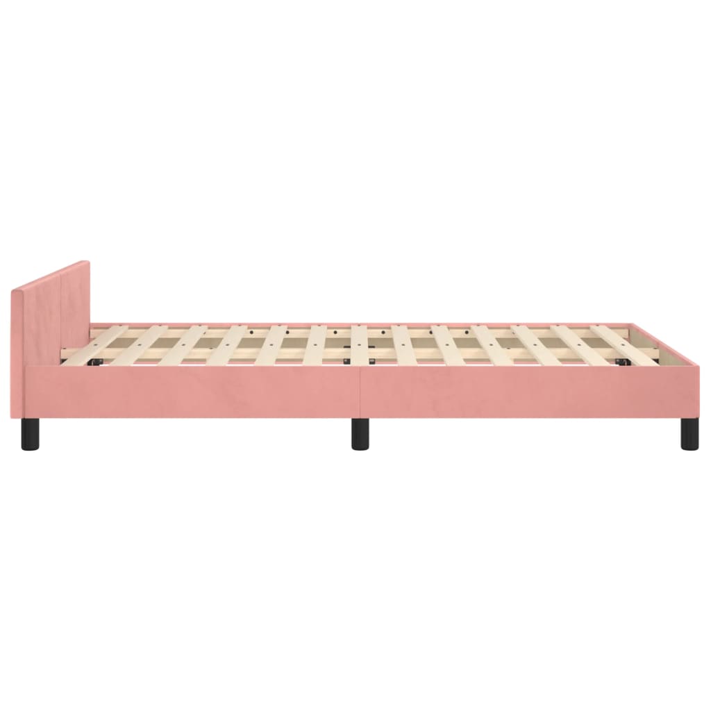 Cadre de lit sans matelas rose 120x190 cm velours - XIOS