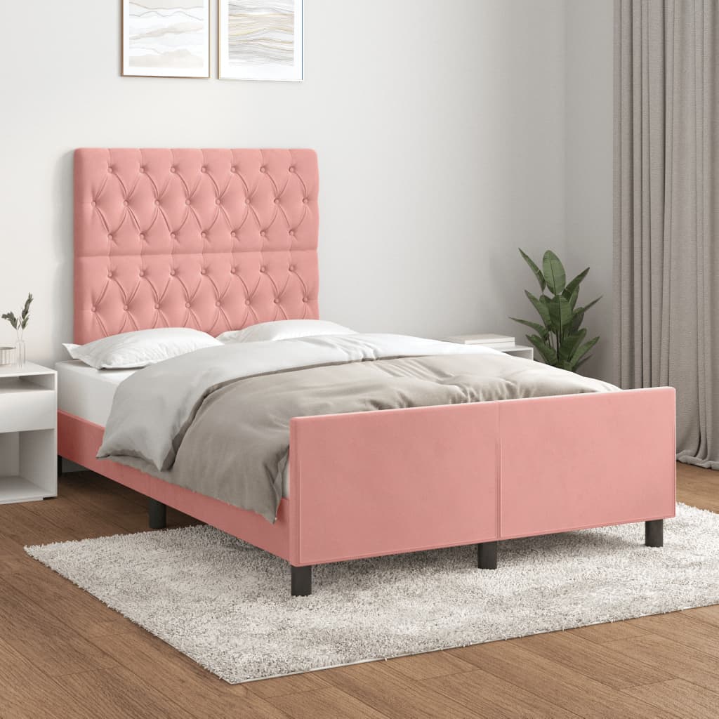 Cadre de lit sans matelas rose 120x190 cm velours - XIOS