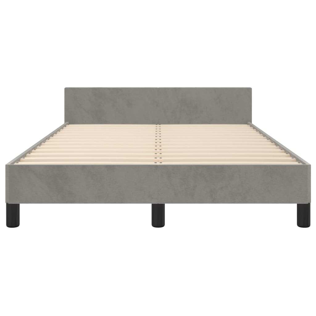 Cadre de lit sans matelas gris clair 120x190 cm velours - XIOS