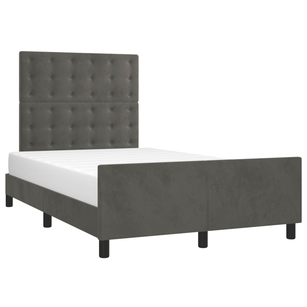 Cadre de lit sans matelas gris foncé 120x190 cm velours - XIOS