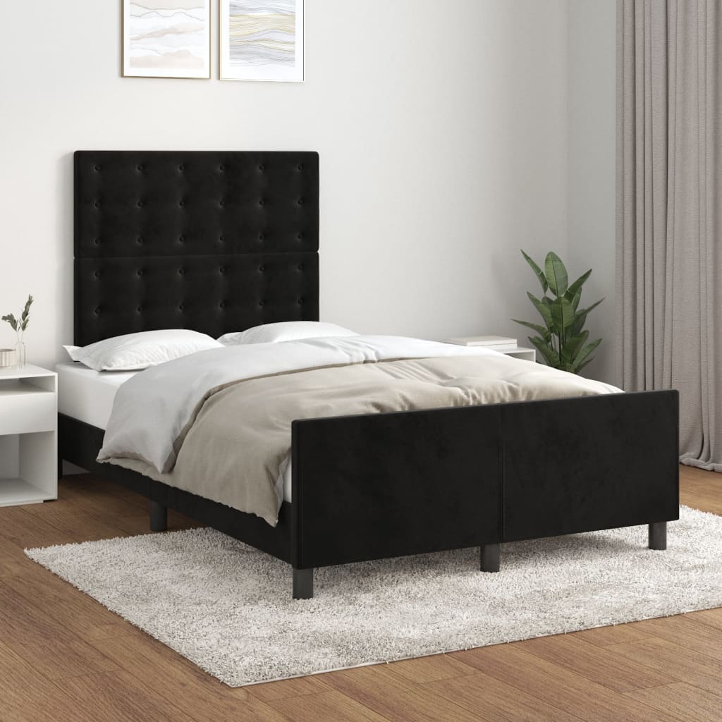 Cadre de lit sans matelas noir 120x190 cm velours - XIOS