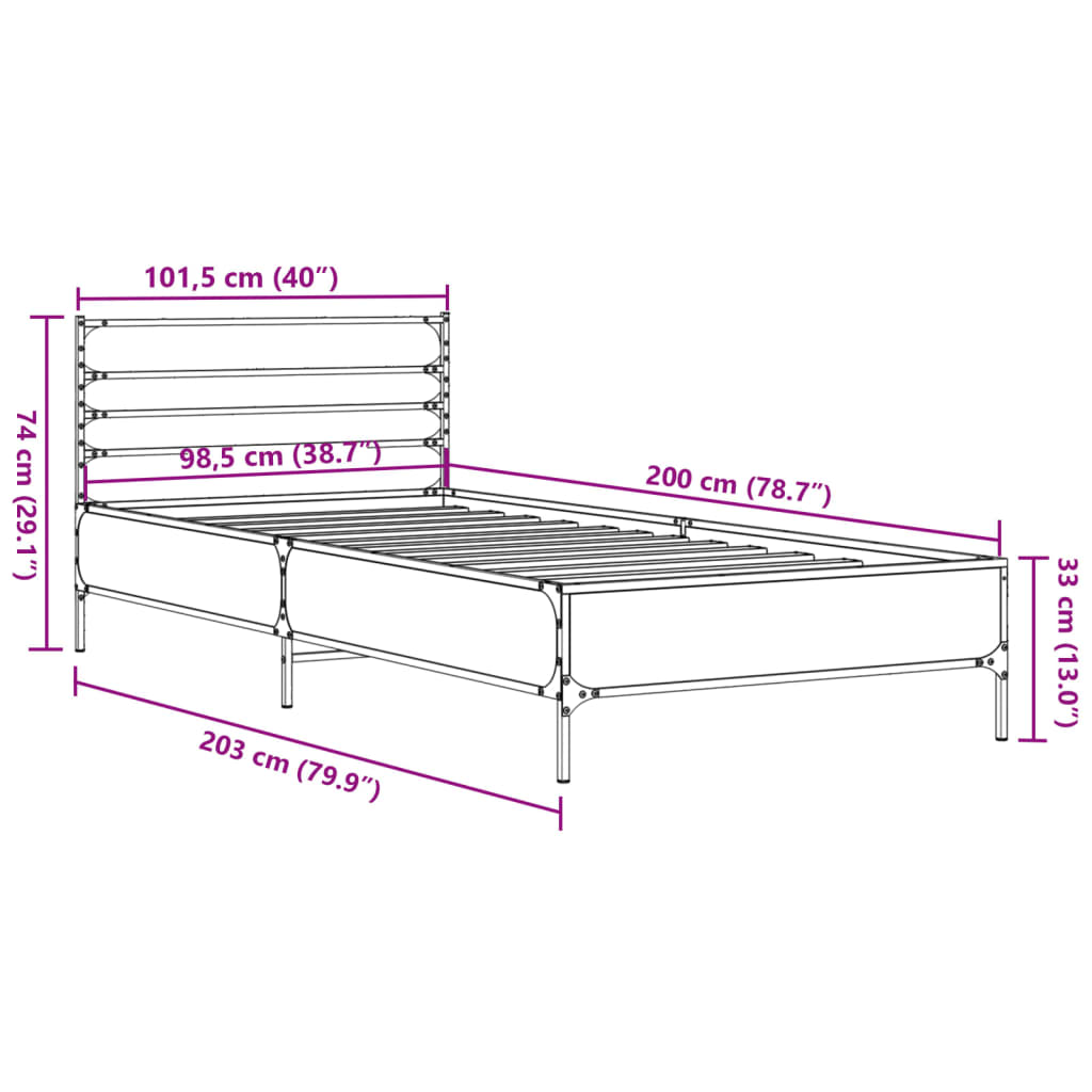 Cadre de lit sans matelas chêne sonoma 100x200 cm - XIOS