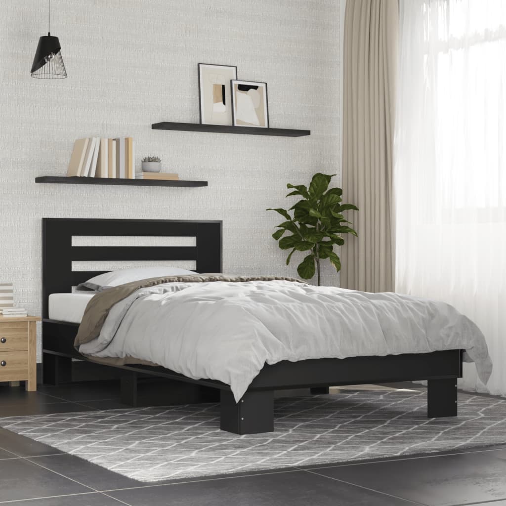 Cadre de lit sans matelas noir 75x190 cm - XIOS
