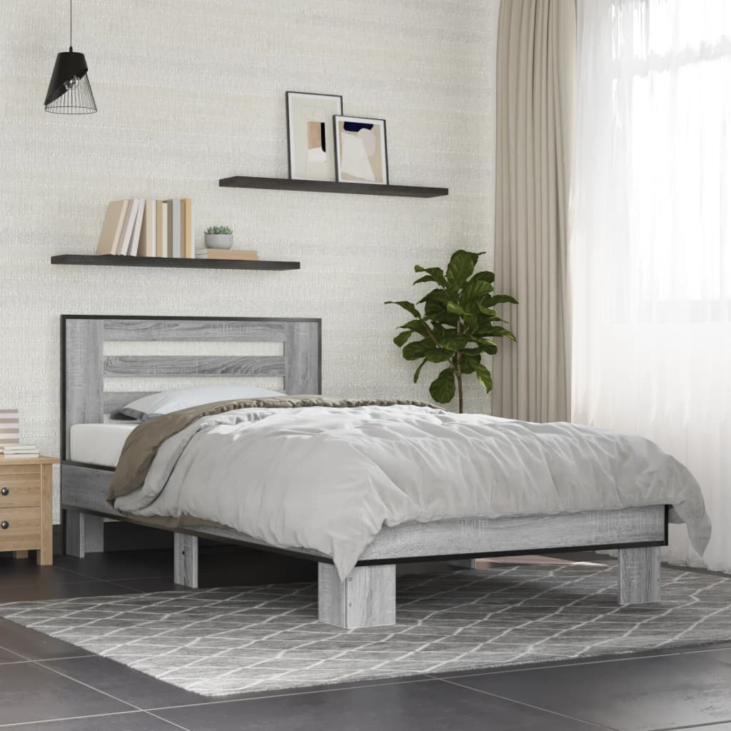 Cadre de lit sans matelas sonoma gris 75x190 cm - XIOS