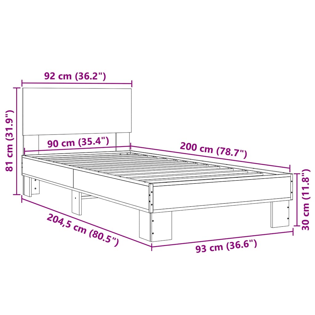Cadre de lit sans matelas chêne marron 90x200 cm - XIOS