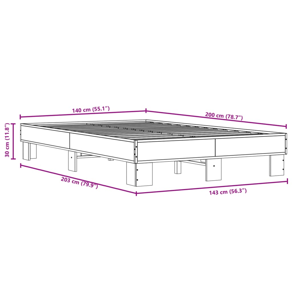Cadre de lit sans matelas noir 140x200 cm - XIOS