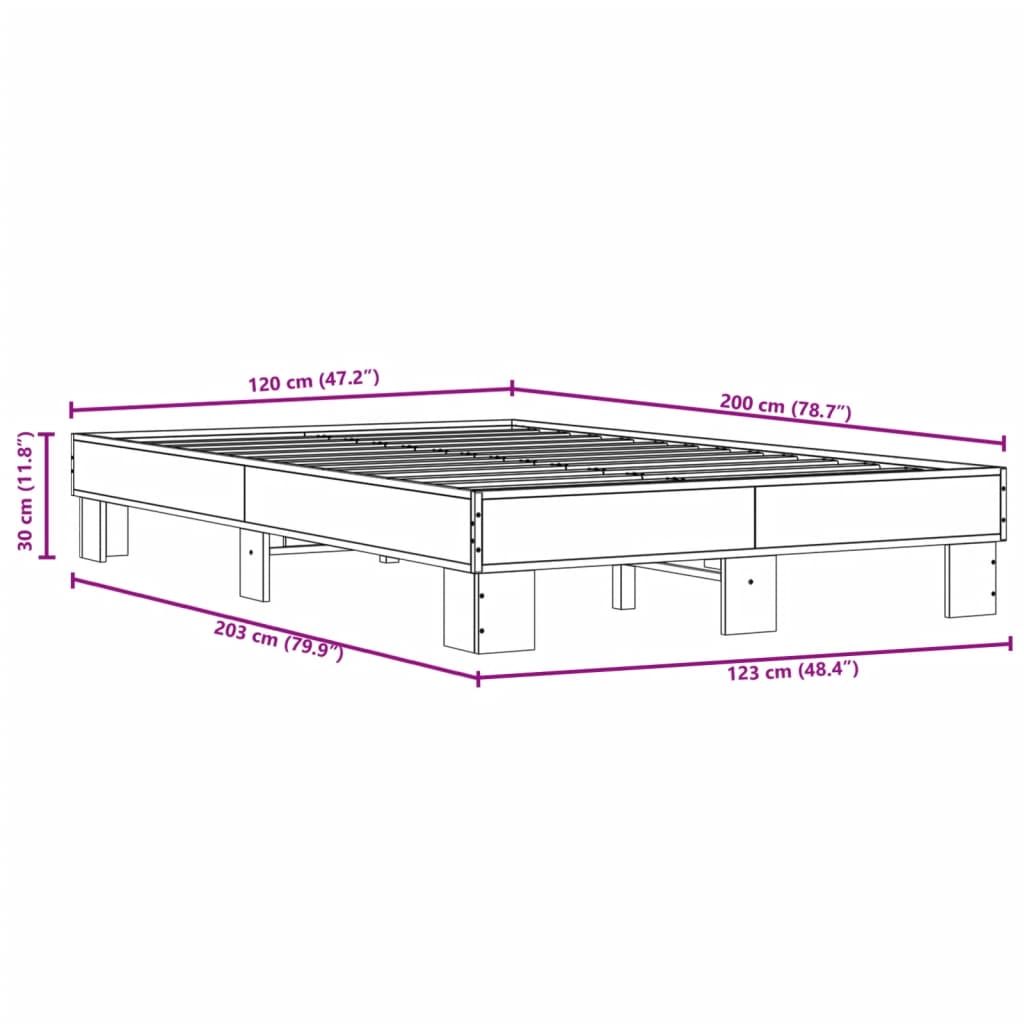 Cadre de lit sans matelas chêne sonoma 120x200 cm - XIOS