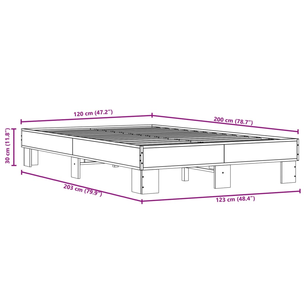 Cadre de lit sans matelas chêne fumé 120x200 cm - XIOS
