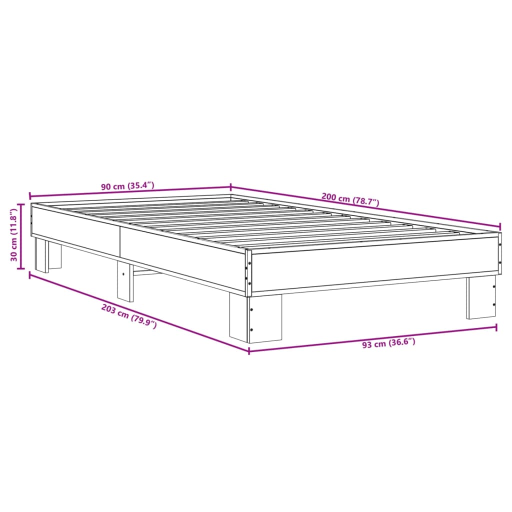 Cadre de lit sans matelas sonoma gris 90x200 cm - XIOS