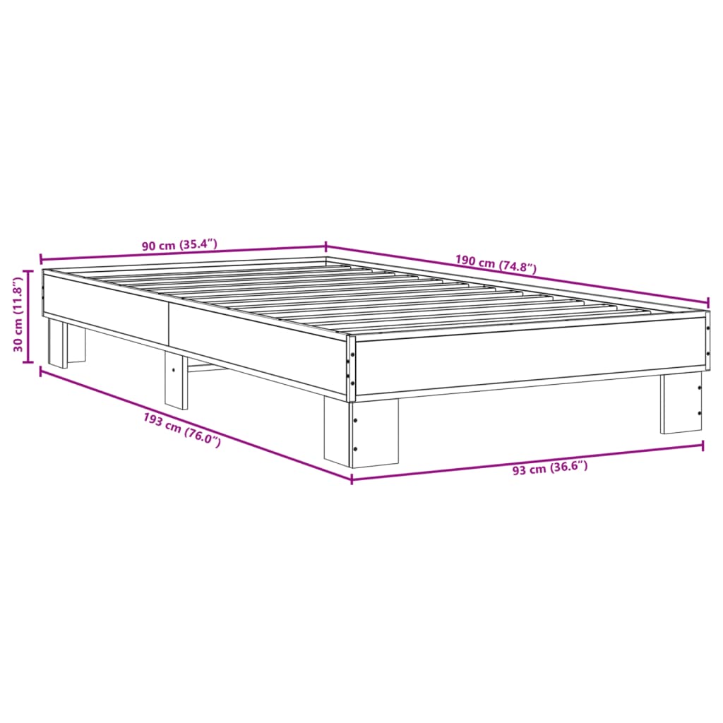 Cadre de lit sans matelas noir 90x190 cm - XIOS