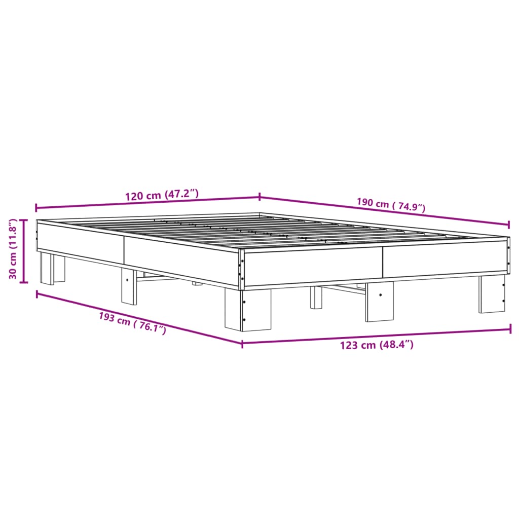 Cadre de lit sans matelas chêne sonoma 120x190 cm - XIOS