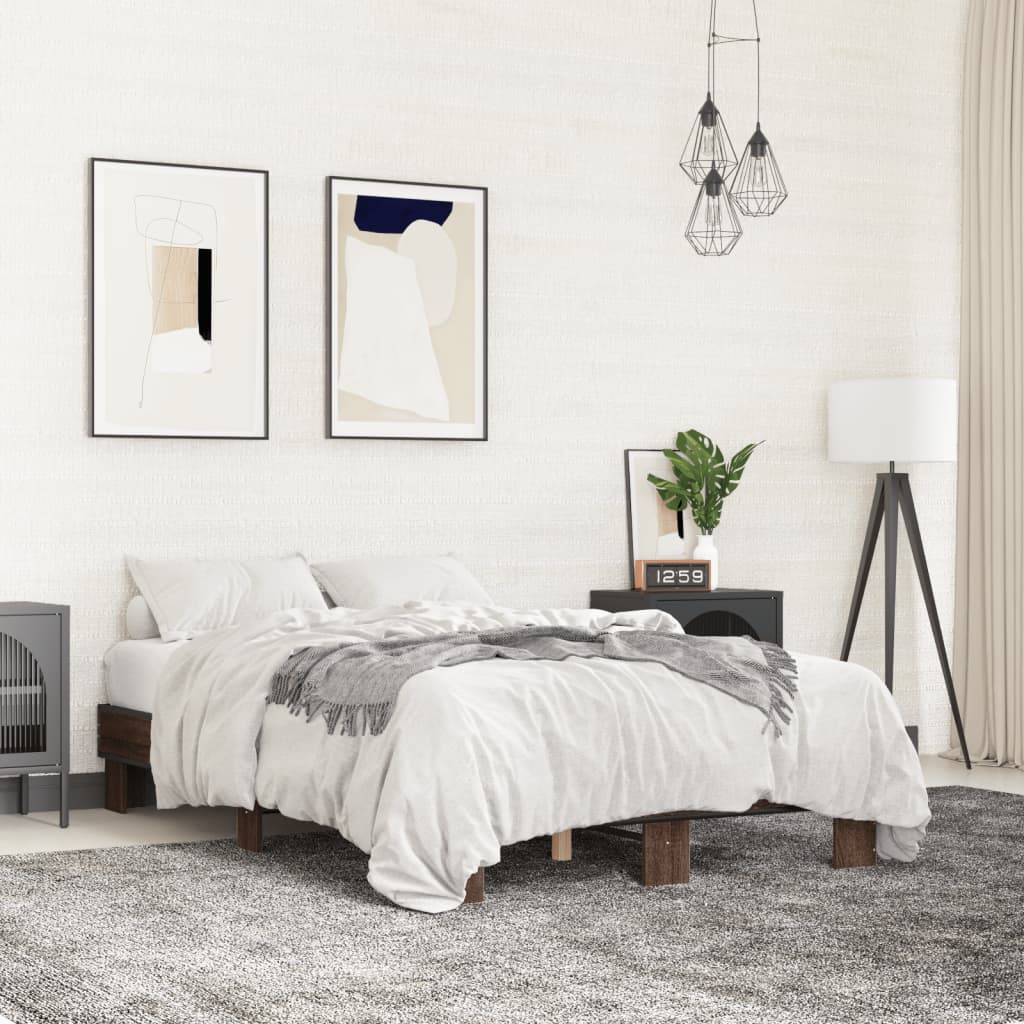 Cadre de lit sans matelas chêne marron 135x190 cm - XIOS