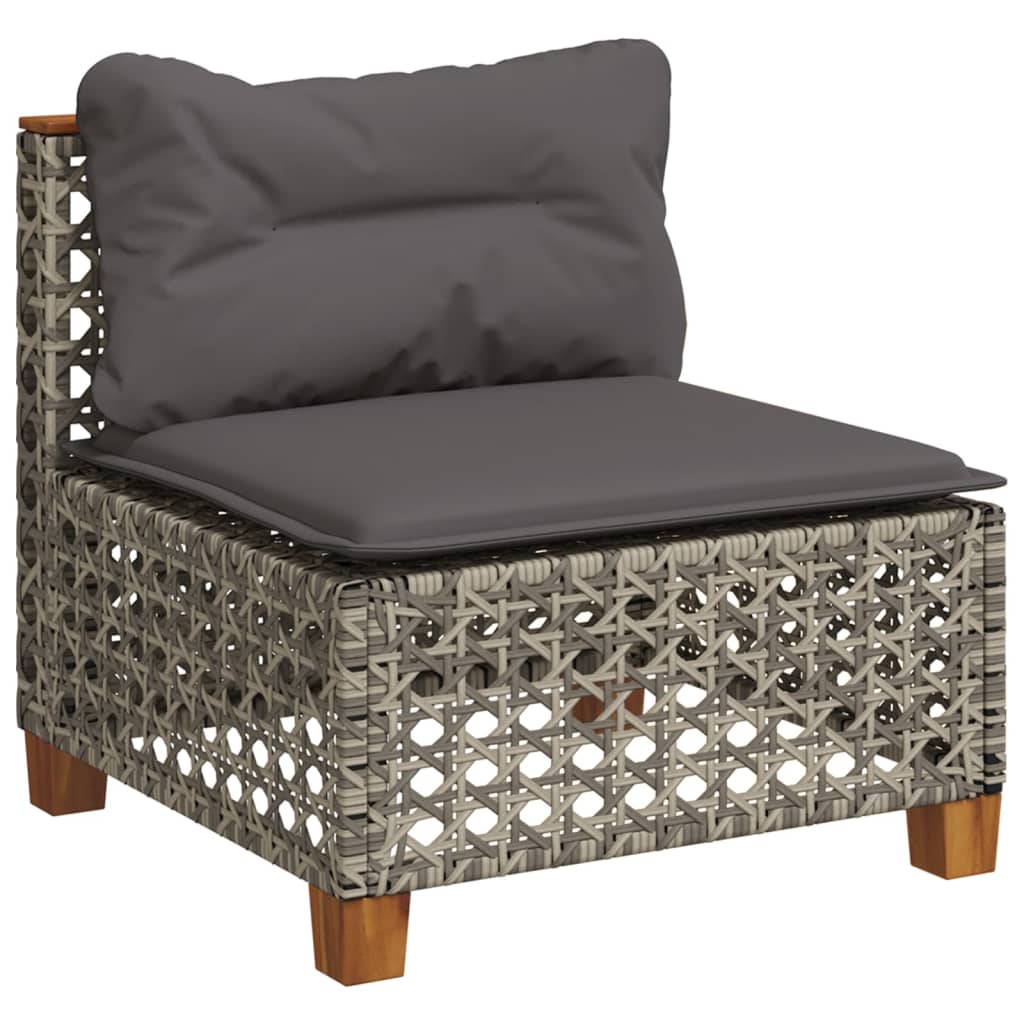 Salon de jardin 4 pcs avec coussins gris résine tressée
