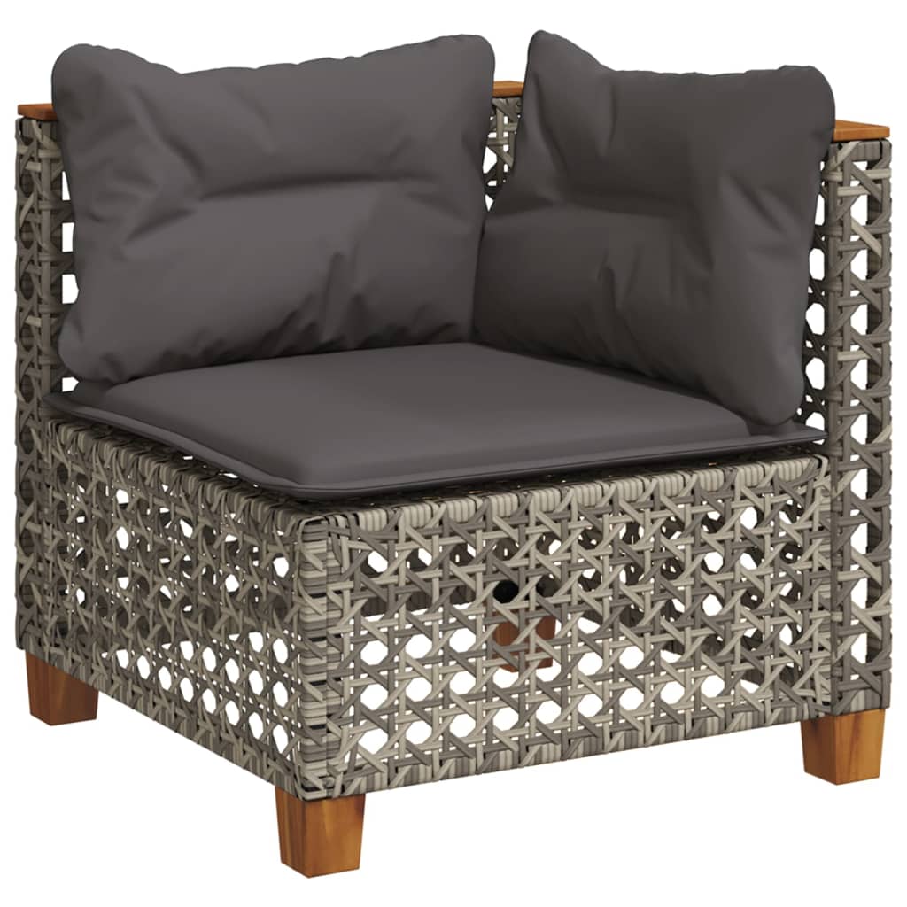 Salon de jardin 4 pcs avec coussins gris résine tressée