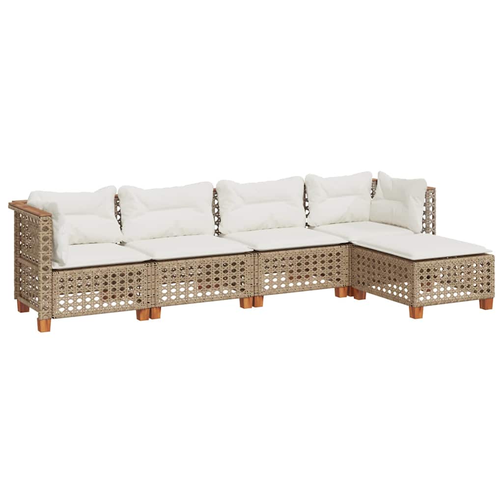 Salon de jardin avec coussins 5 pcs beige résine tressée - XIOS
