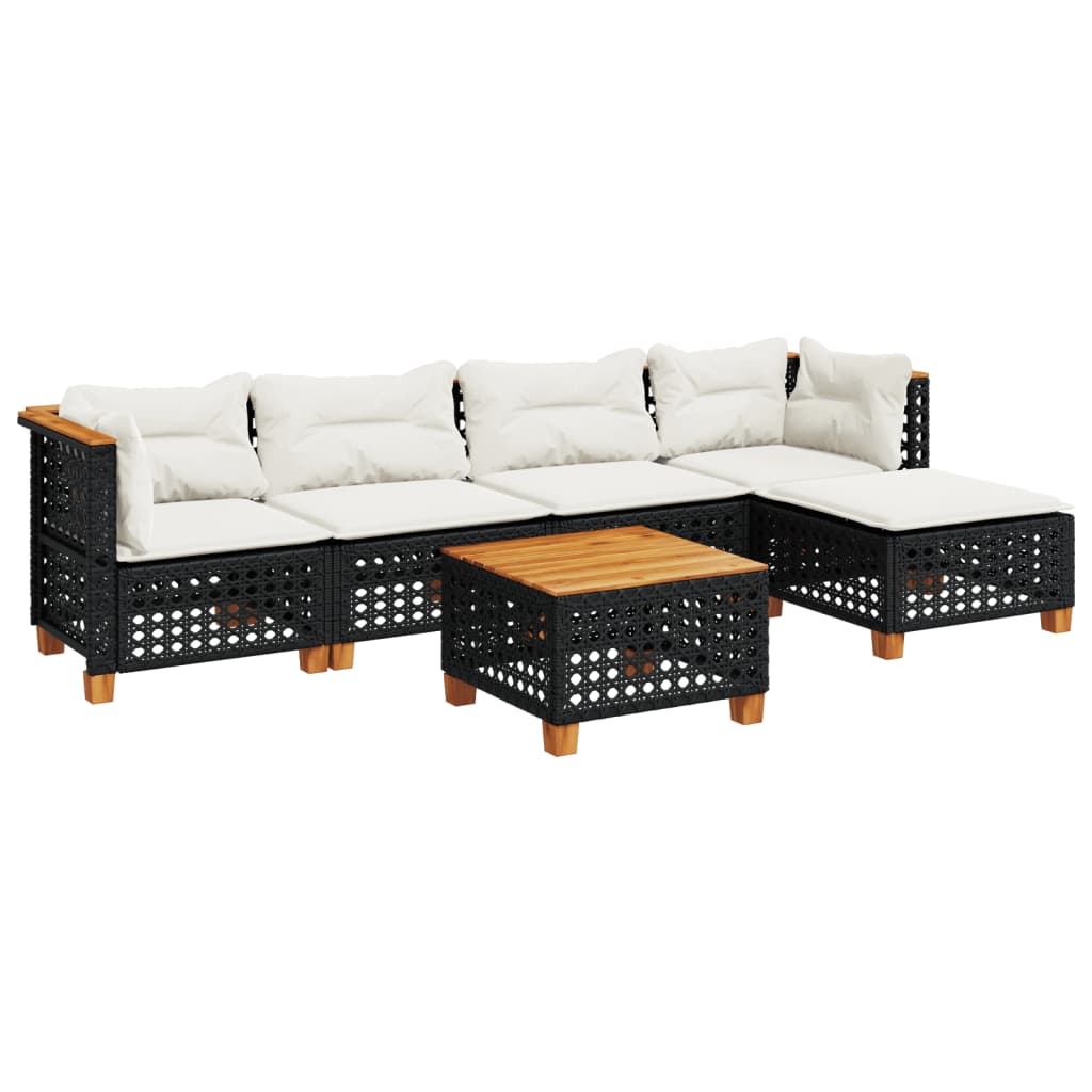 Salon de jardin 6 pcs avec coussins noir résine tressée - XIOS