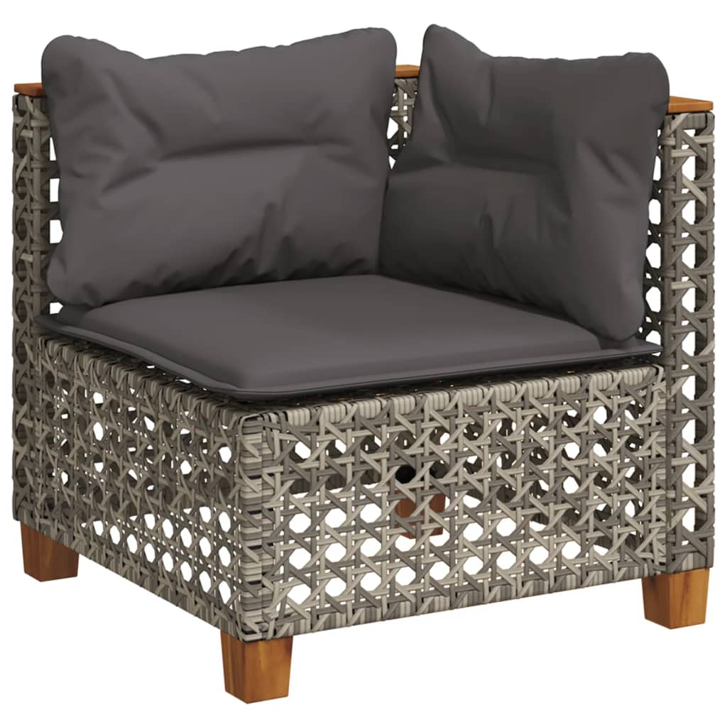 Salon de jardin 5 pcs avec coussins gris résine tressée