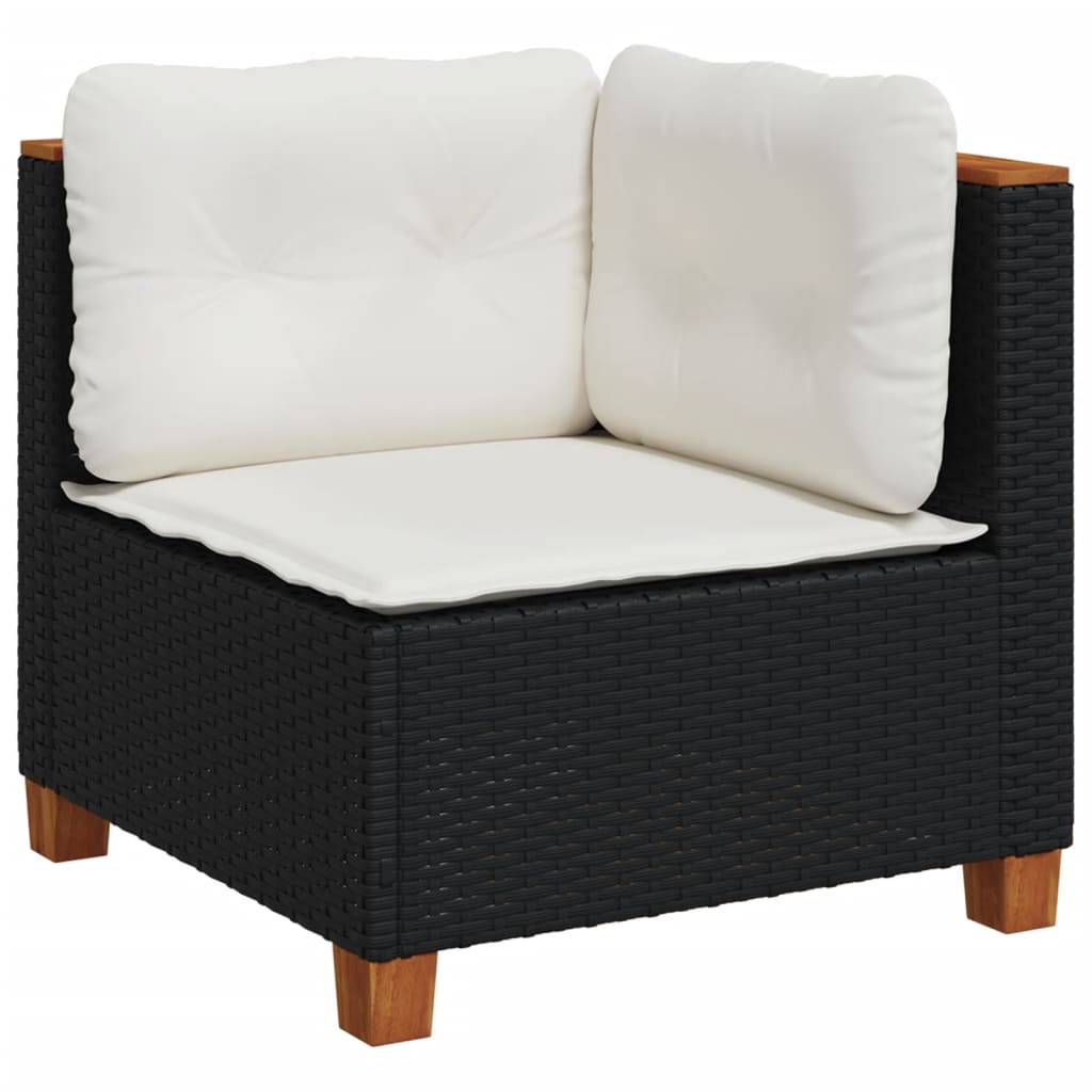 Salon de jardin 5 pcs avec coussins noir résine tressée