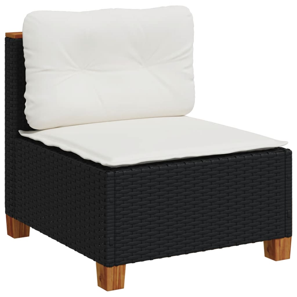 Salon de jardin 5 pcs avec coussins noir résine tressée