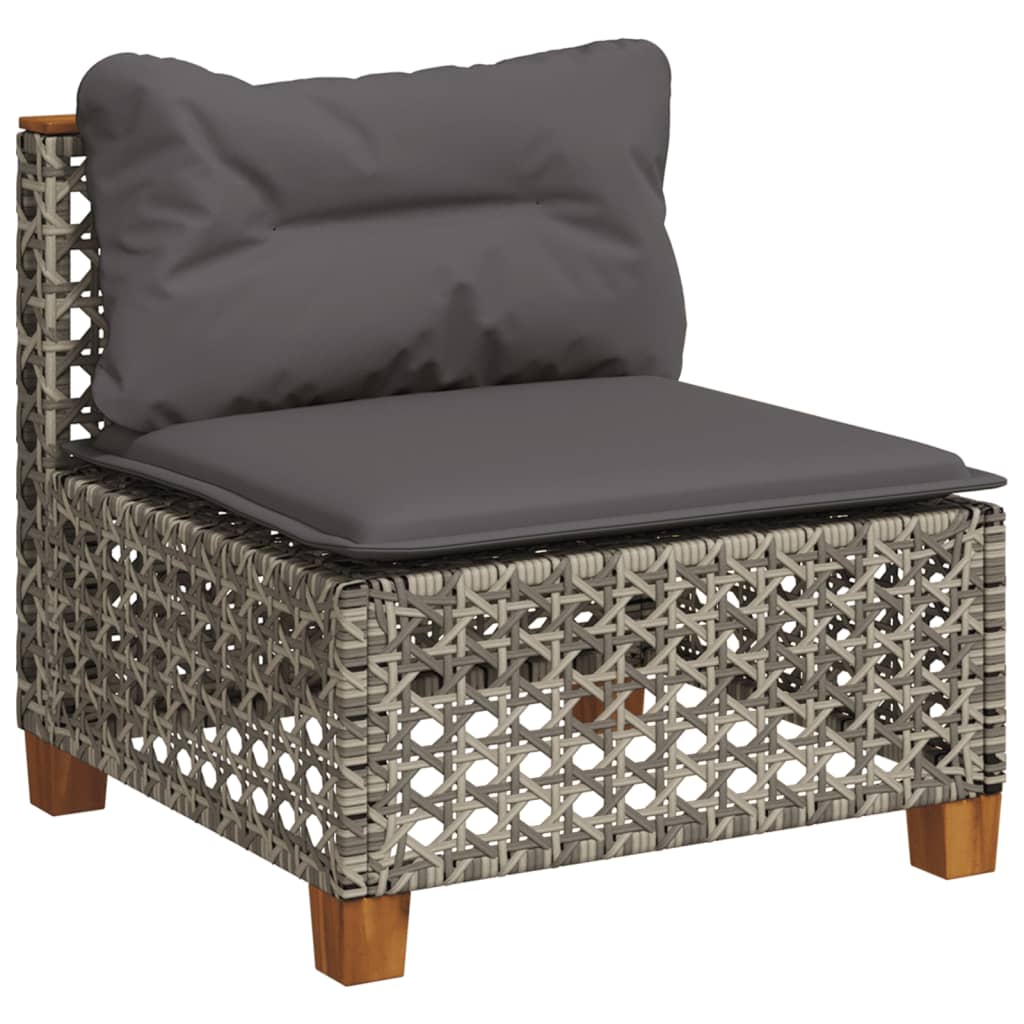 Salon de jardin 5 pcs avec coussins gris résine tressée