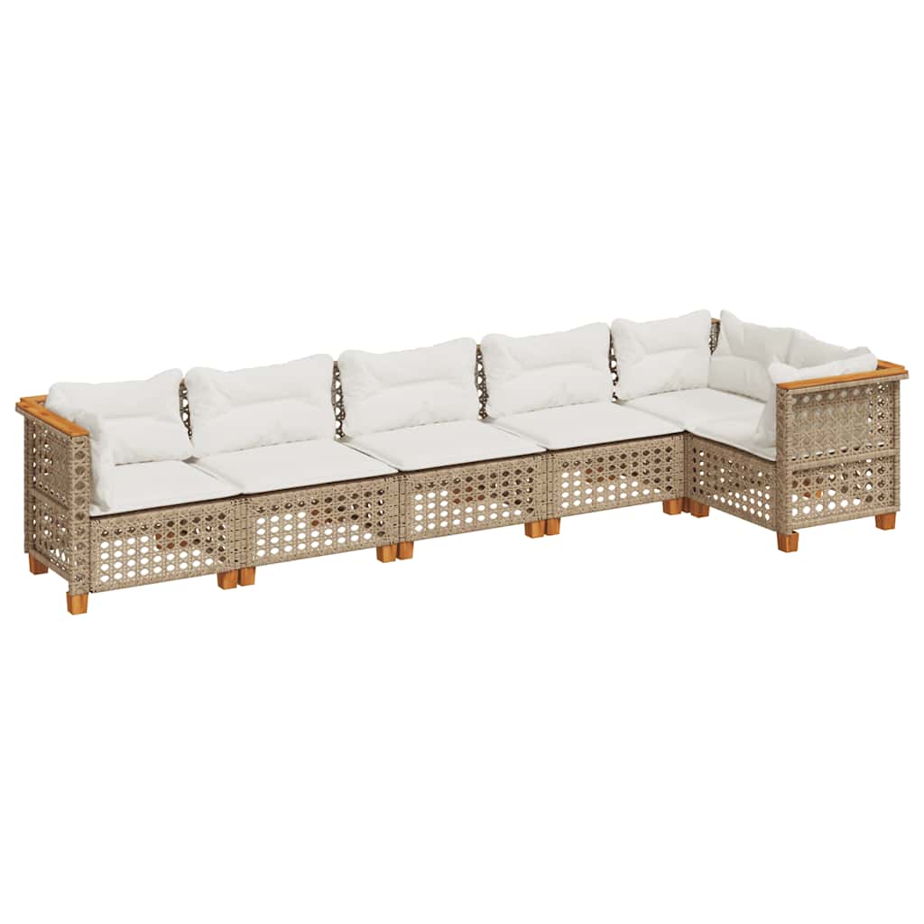 Salon de jardin avec coussins 6 pcs beige résine tressée - XIOS