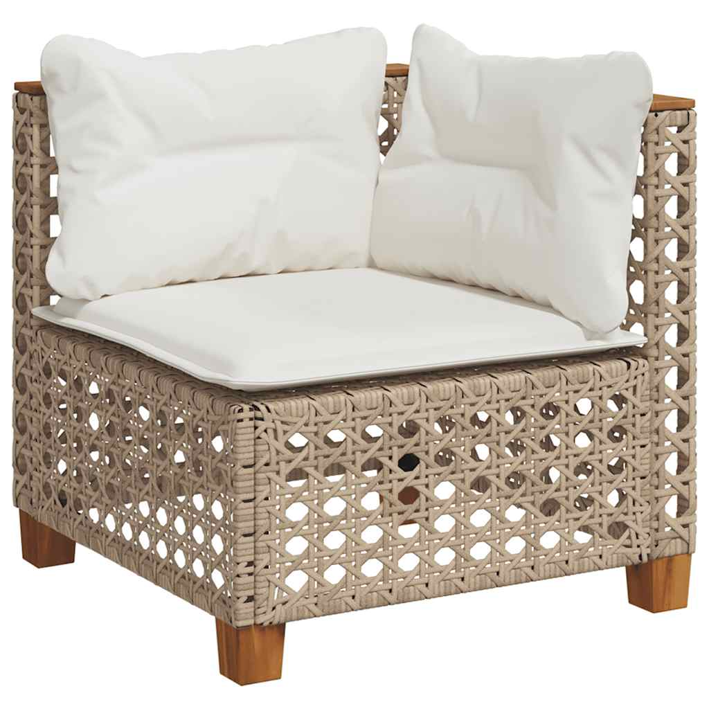 Salon de jardin avec coussins 6 pcs beige résine tressée