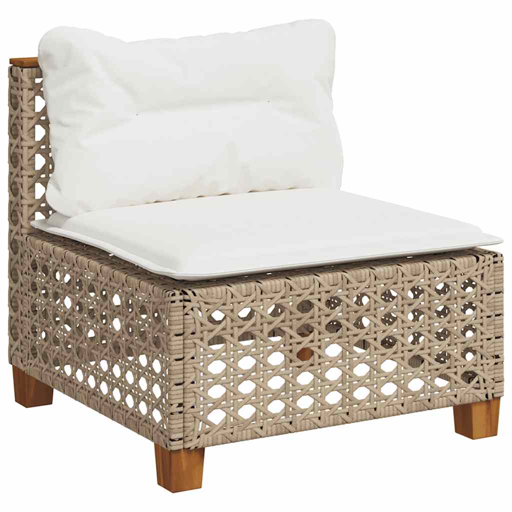 Salon de jardin avec coussins 6 pcs beige résine tressée