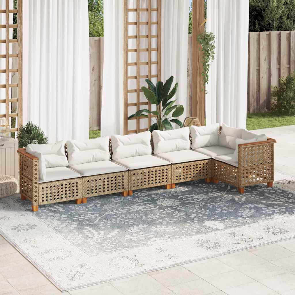 Salon de jardin avec coussins 6 pcs beige résine tressée - XIOS