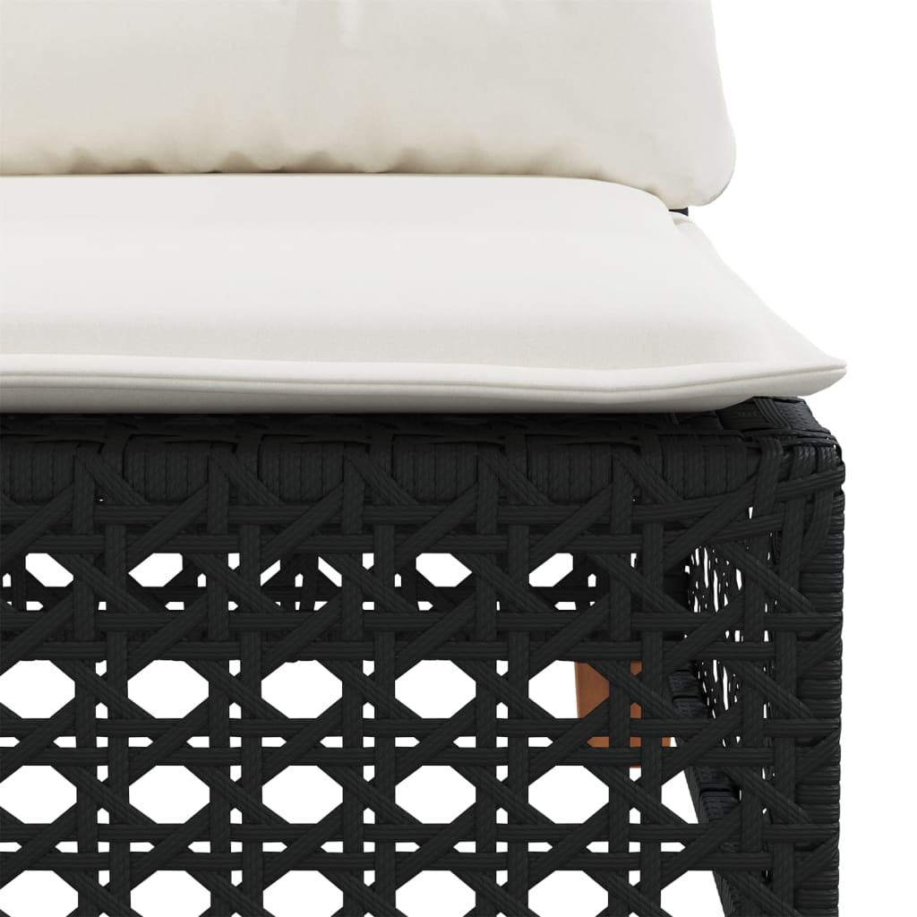Salon de jardin 6 pcs avec coussins noir résine tressée