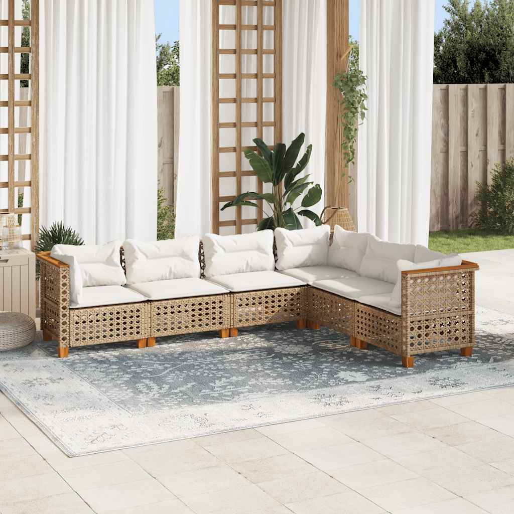 Salon de jardin avec coussins 6 pcs beige résine tressée - XIOS