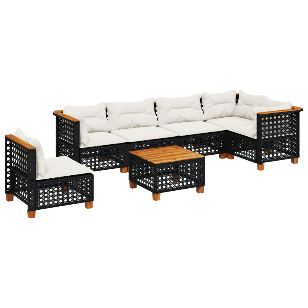 Salon de jardin 7 pcs avec coussins noir résine tressée - XIOS