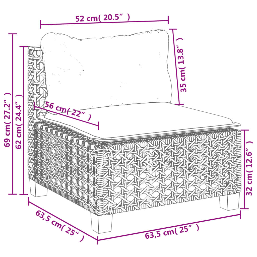 Salon de jardin 8 pcs avec coussins gris résine tressée