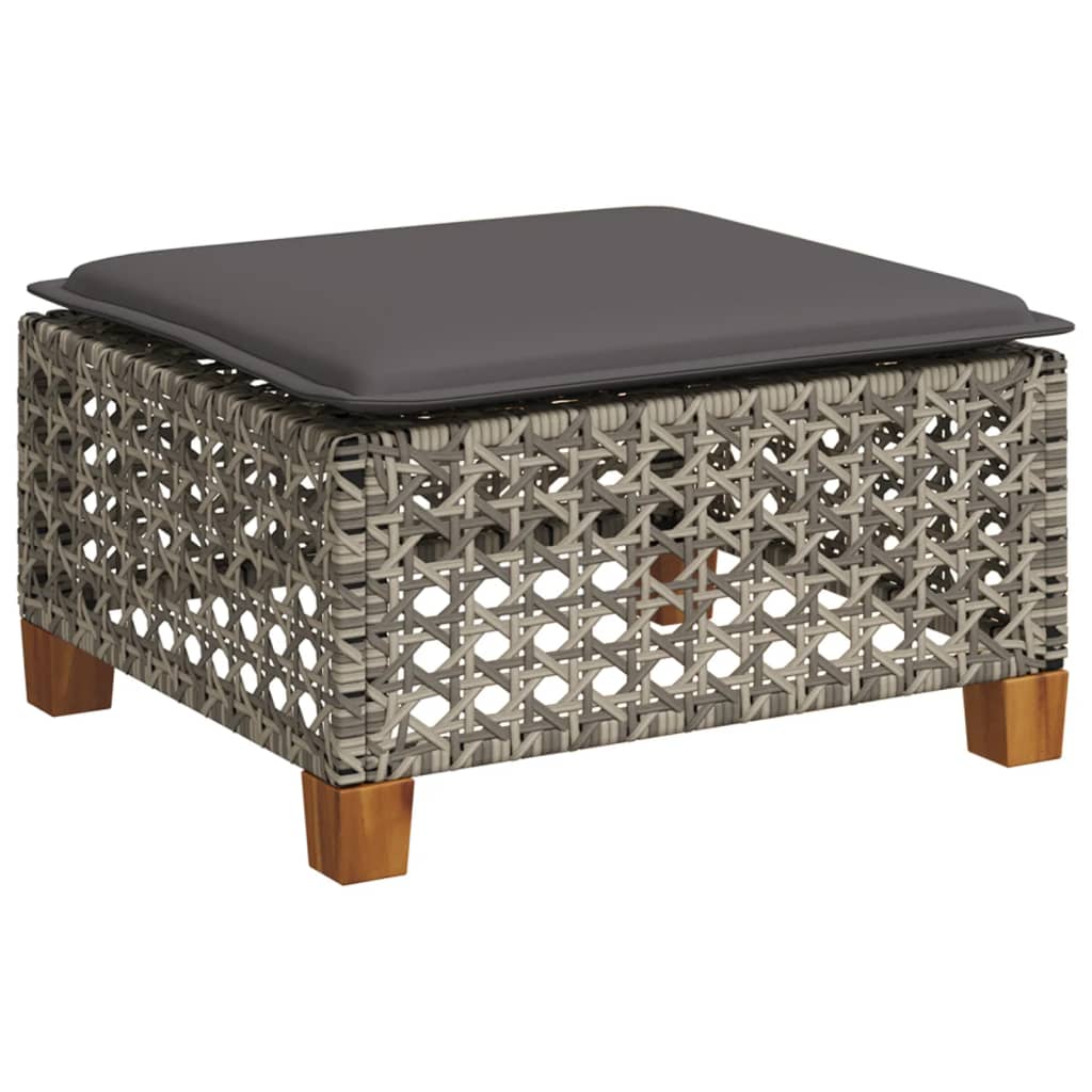 Salon de jardin avec coussins 7 pcs gris résine tressée
