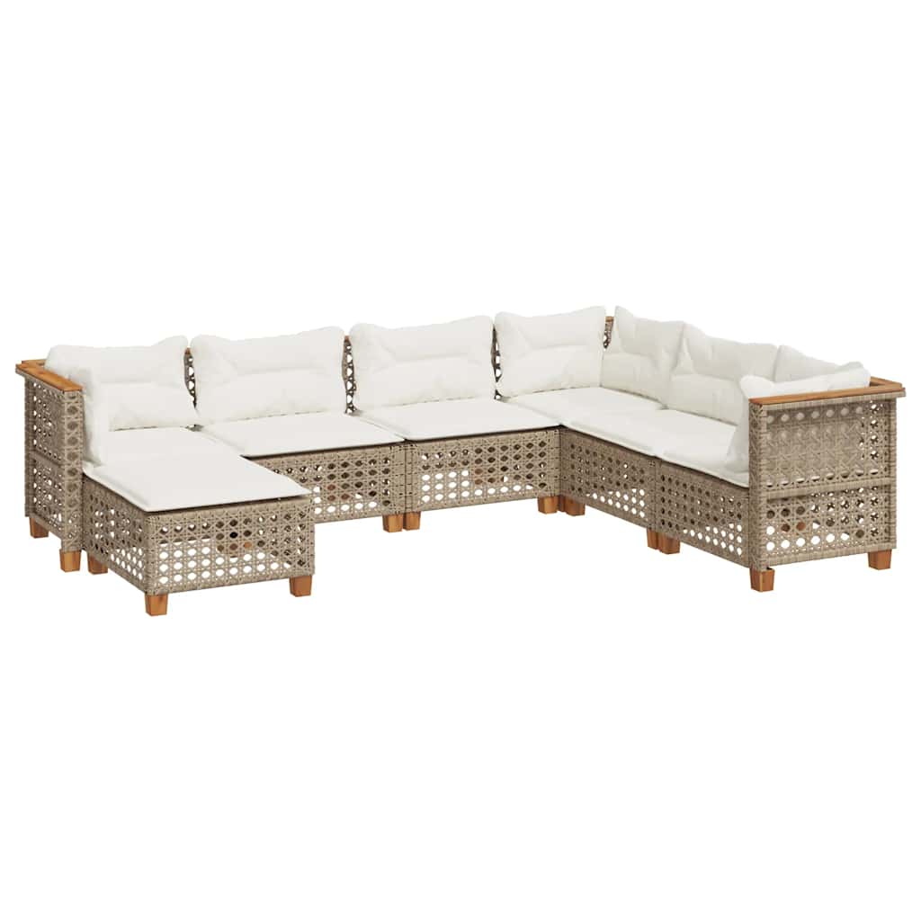 Salon de jardin avec coussins 7 pcs beige résine tressée - XIOS