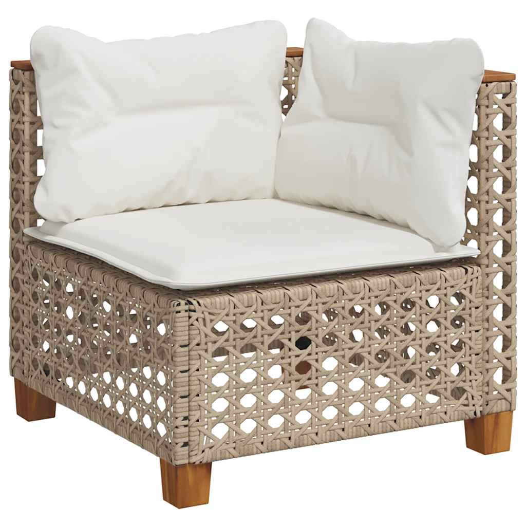 Salon de jardin avec coussins 7 pcs beige résine tressée
