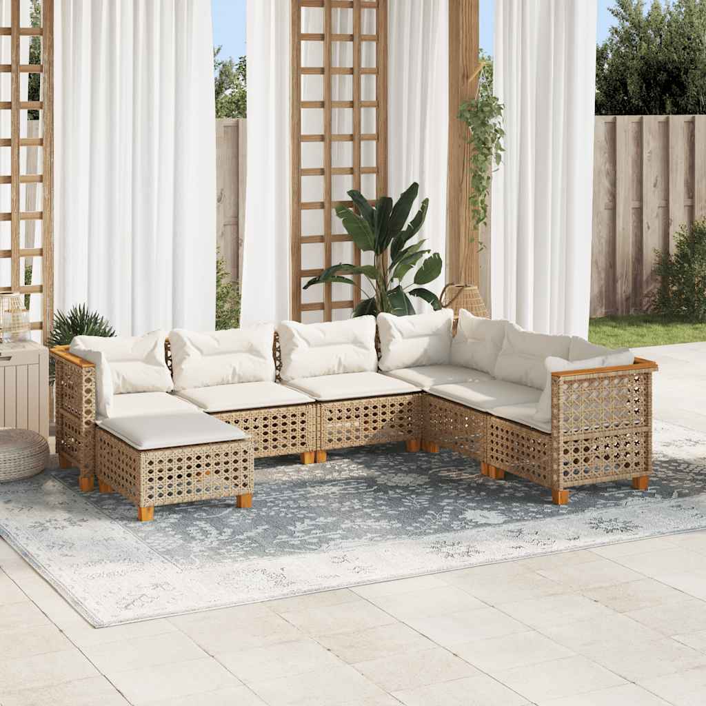 Salon de jardin avec coussins 7 pcs beige résine tressée - XIOS