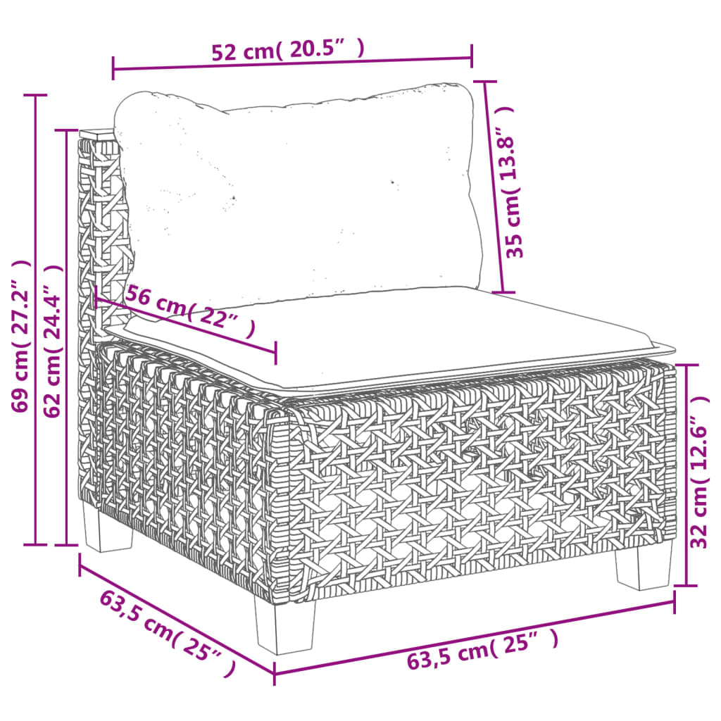 Salon de jardin 6 pcs avec coussins noir résine tressée