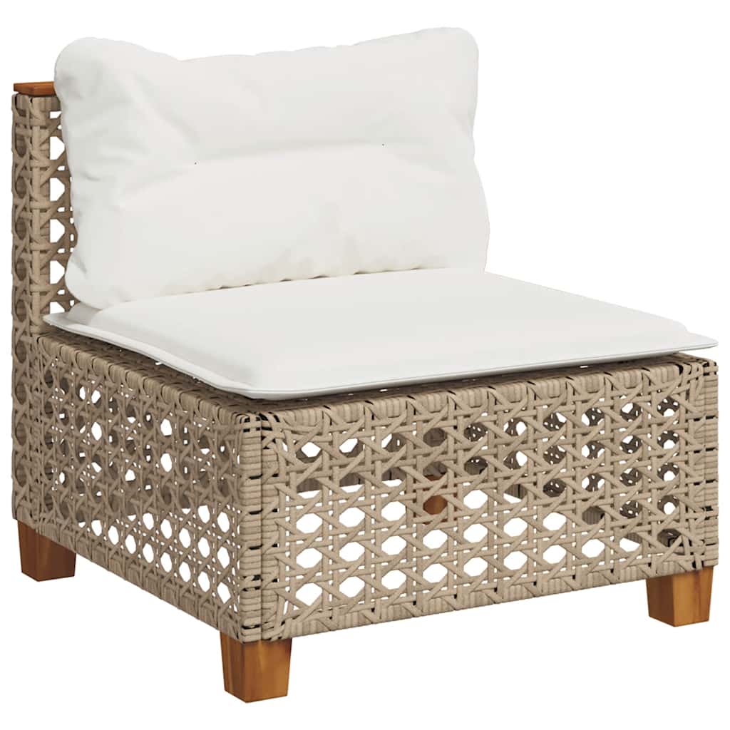 Salon de jardin avec coussins 9 pcs beige résine tressée