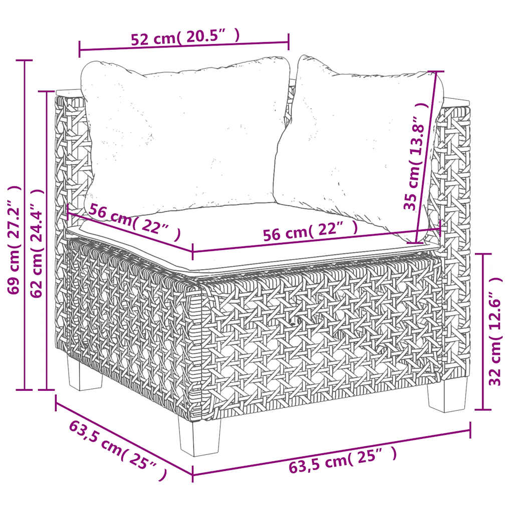 Salon de jardin avec coussins 9 pcs beige résine tressée