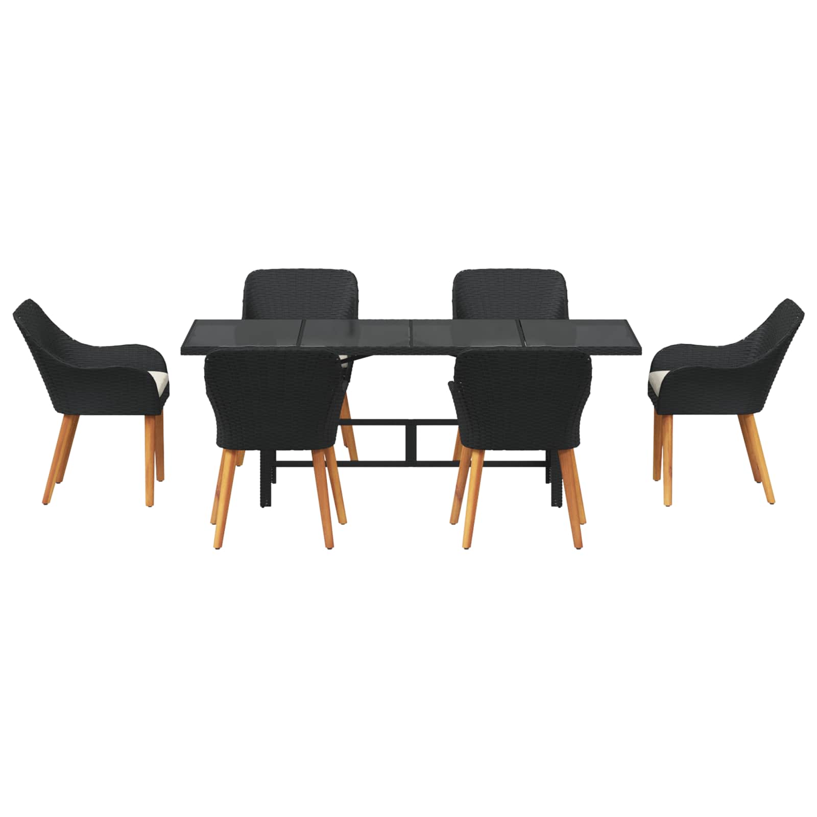 Ensemble de salle à manger pour jardin 7 pcs Noir polyrotin